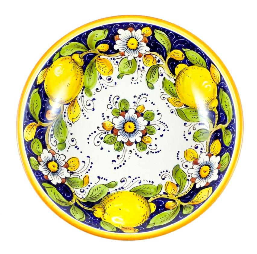 Borgioli - Lemons on Blue Salad Bowl 30cm (11.8")