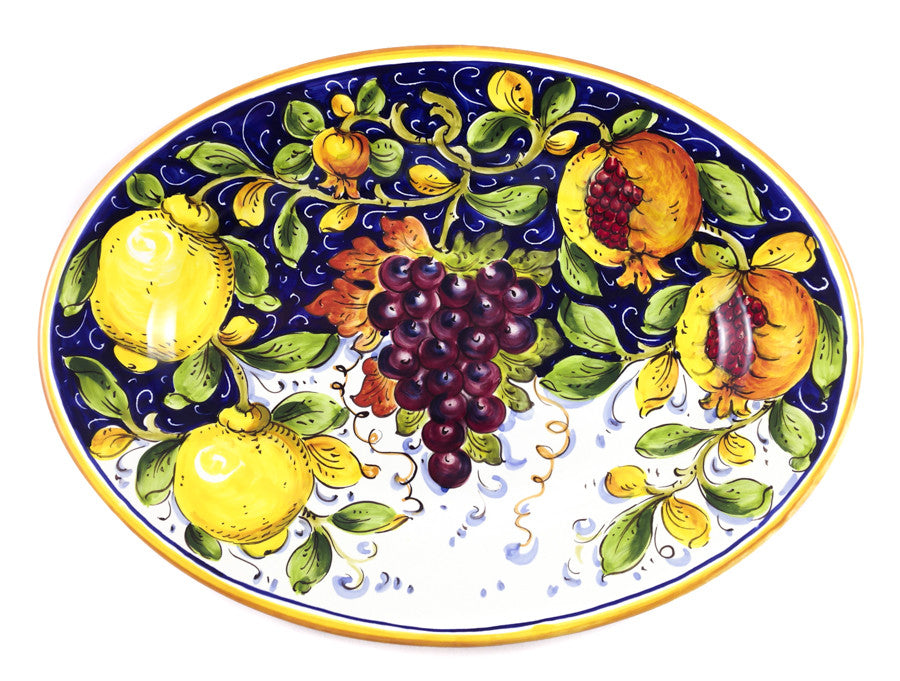 Borgioli - Mixed Fruits Oval Platter 27cm x 37cm (10.6" x 14.5")