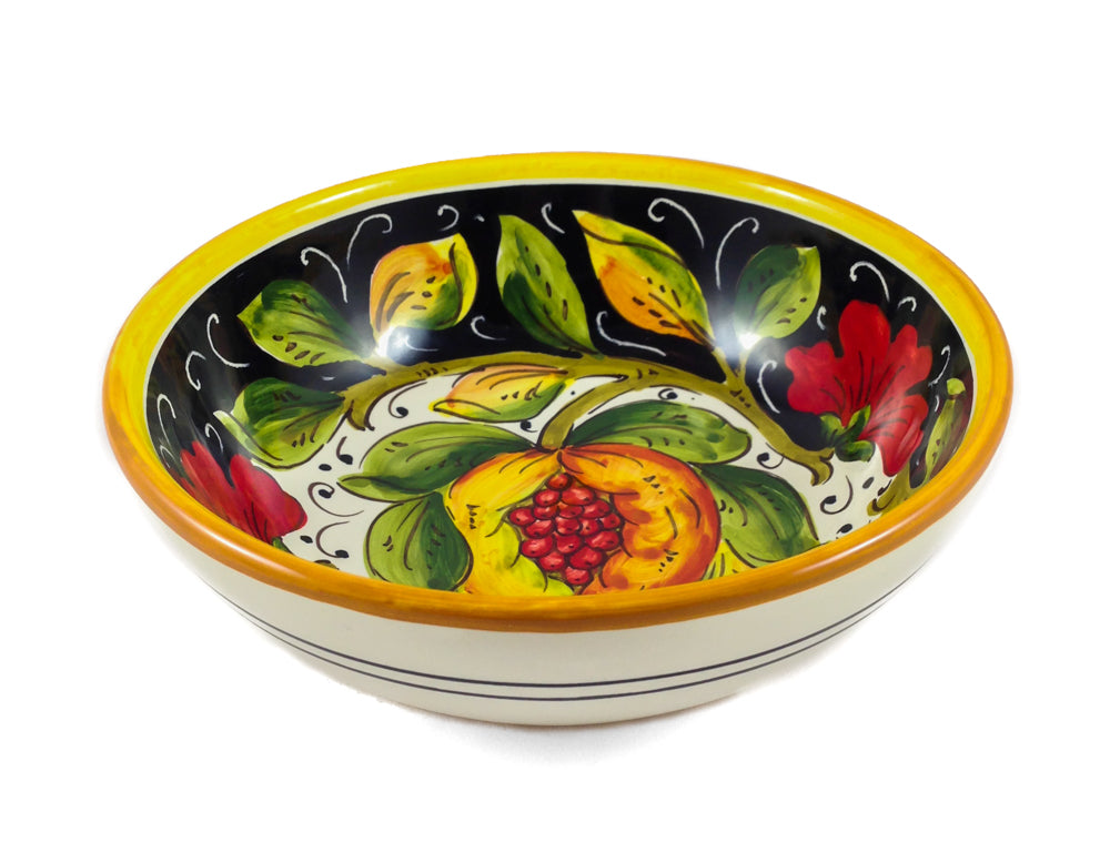 Borgioli - Pomegranate on Black Cereal Bowl 17cm (6.7")