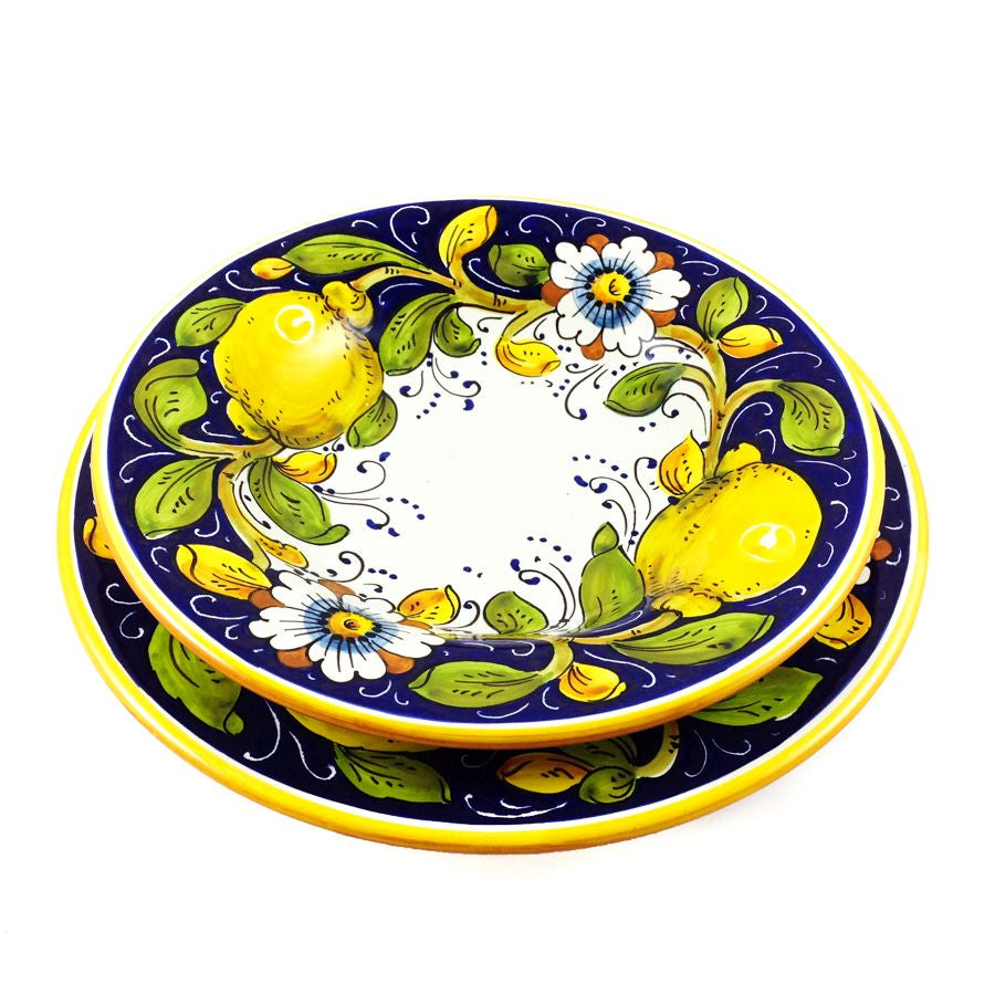 Borgioli - Lemons on Blue Pasta Bowl