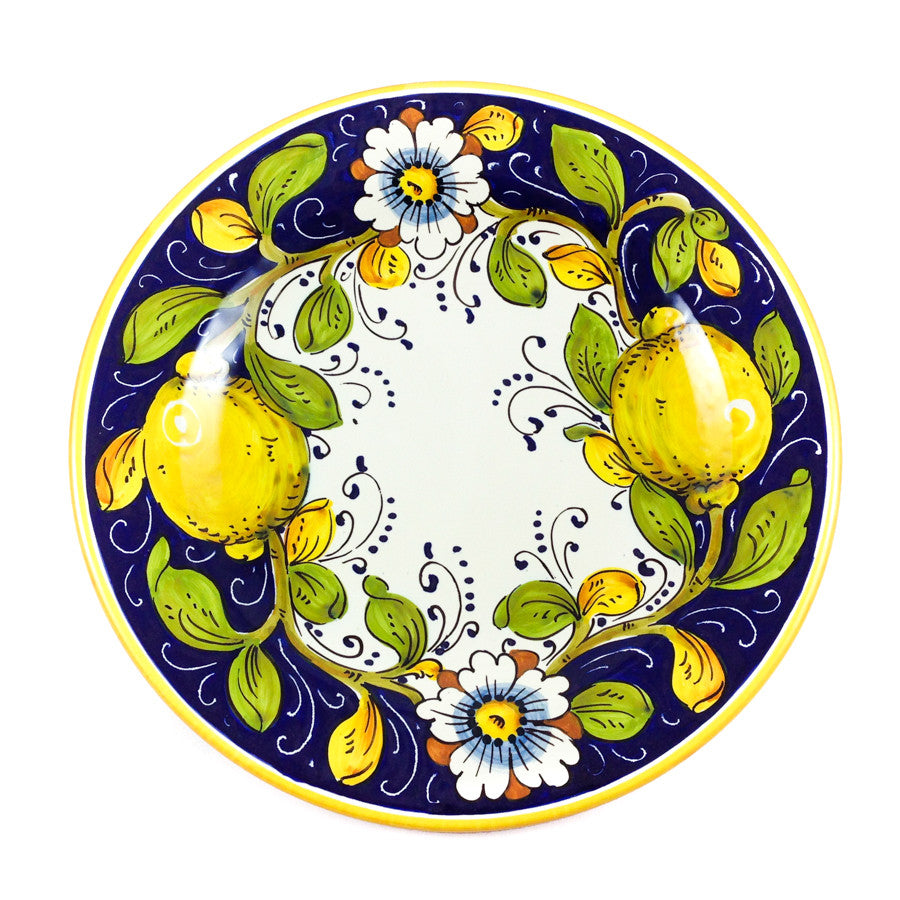 Borgioli - Lemons on Blue Dinner Plate