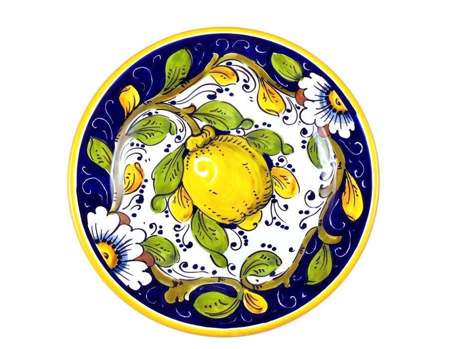Borgioli - Lemons on Blue Salad Plate