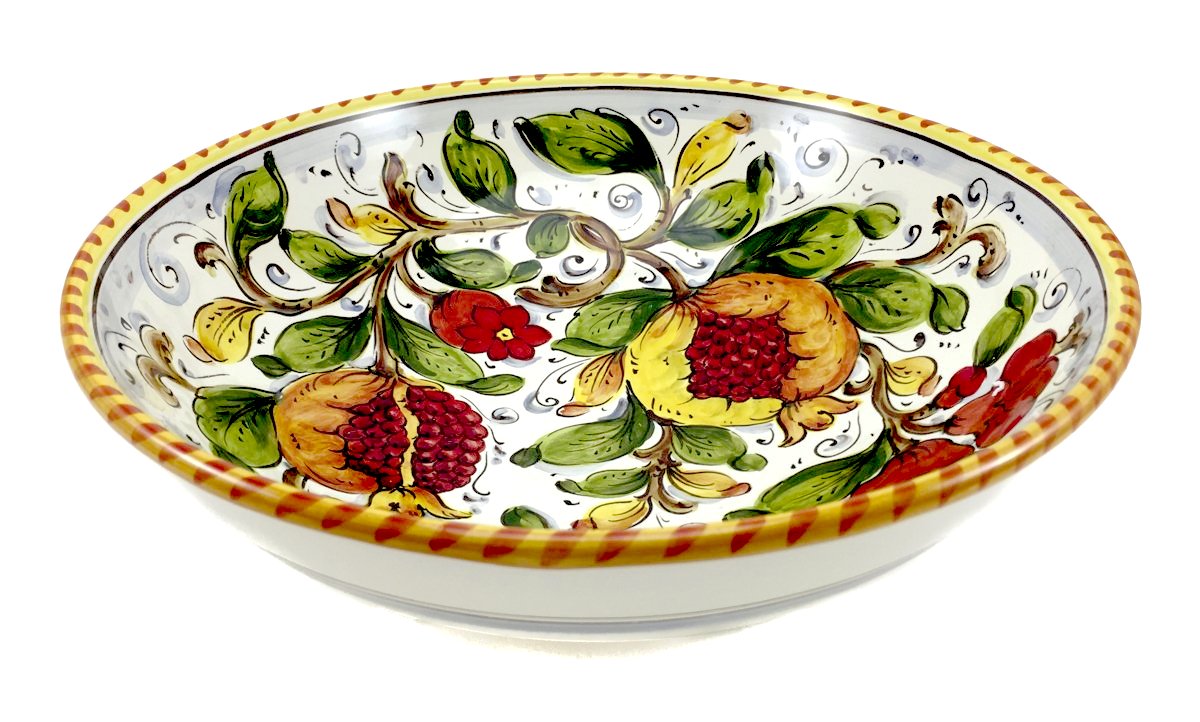 Borgioli - Pomegranate on White Salad Bowl 30cm (11.8")