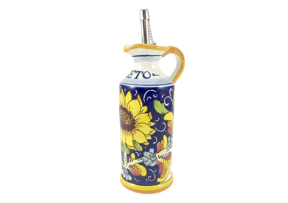 Borgioli - Sunflower on Blue Vinegar Cruet 15cm (5.9")