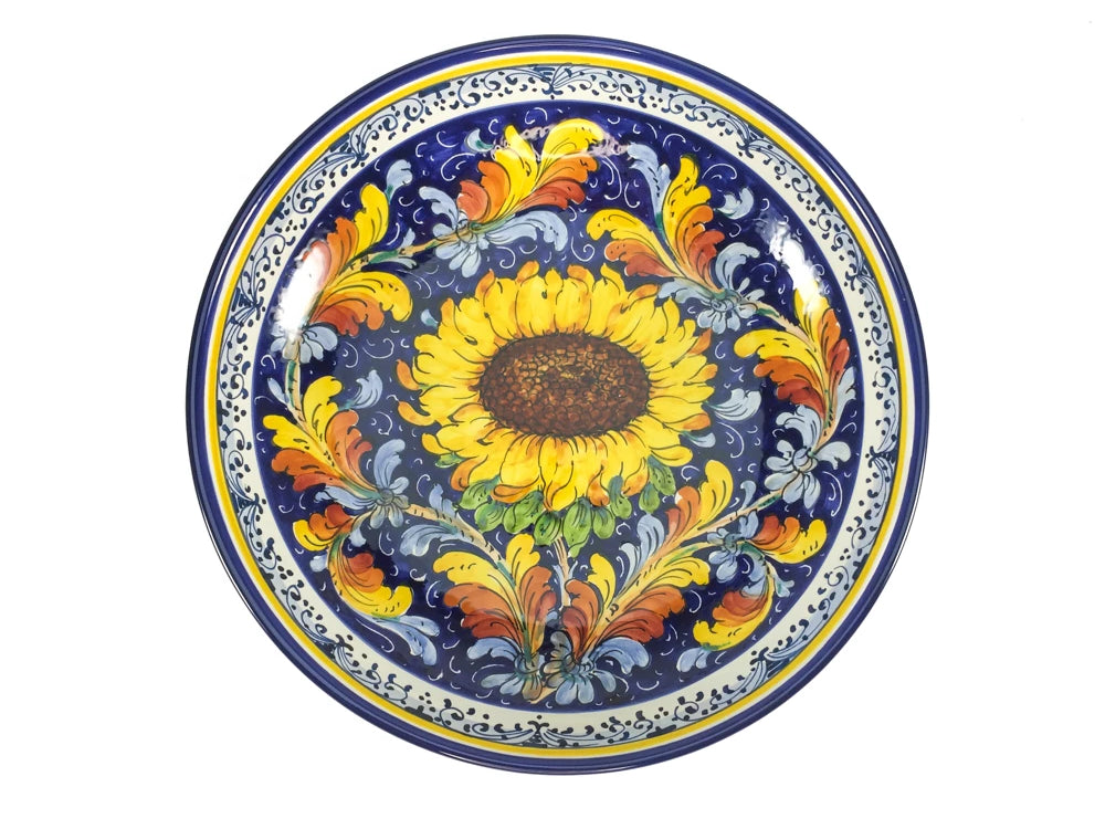 Borgioli - Sunflower on Blue Salad Bowl 35cm (13.8")