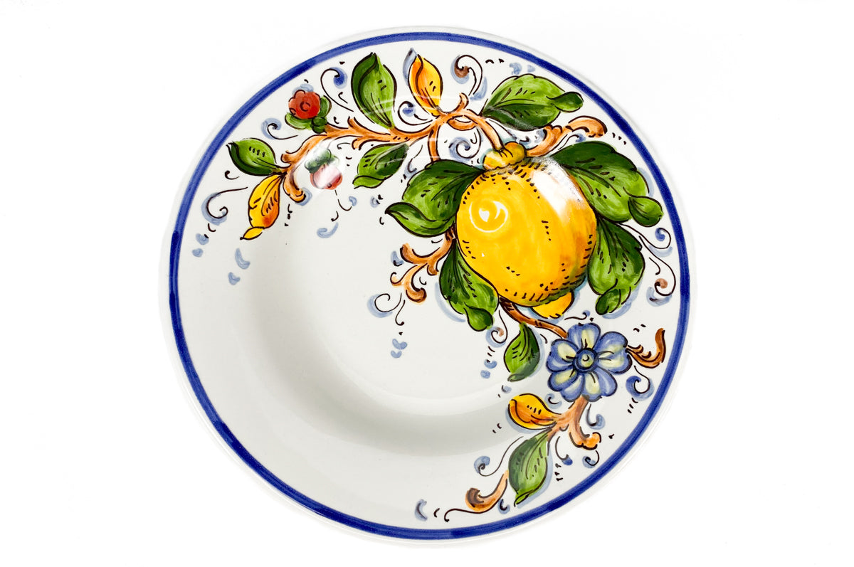 Borgioli - Lemons on White Pasta Bowl 1/2 design