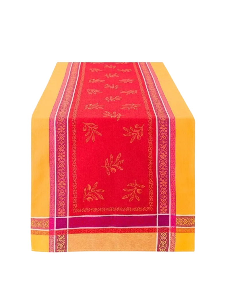 Tissus Toselli Olivia Yellow/Red Table Runner