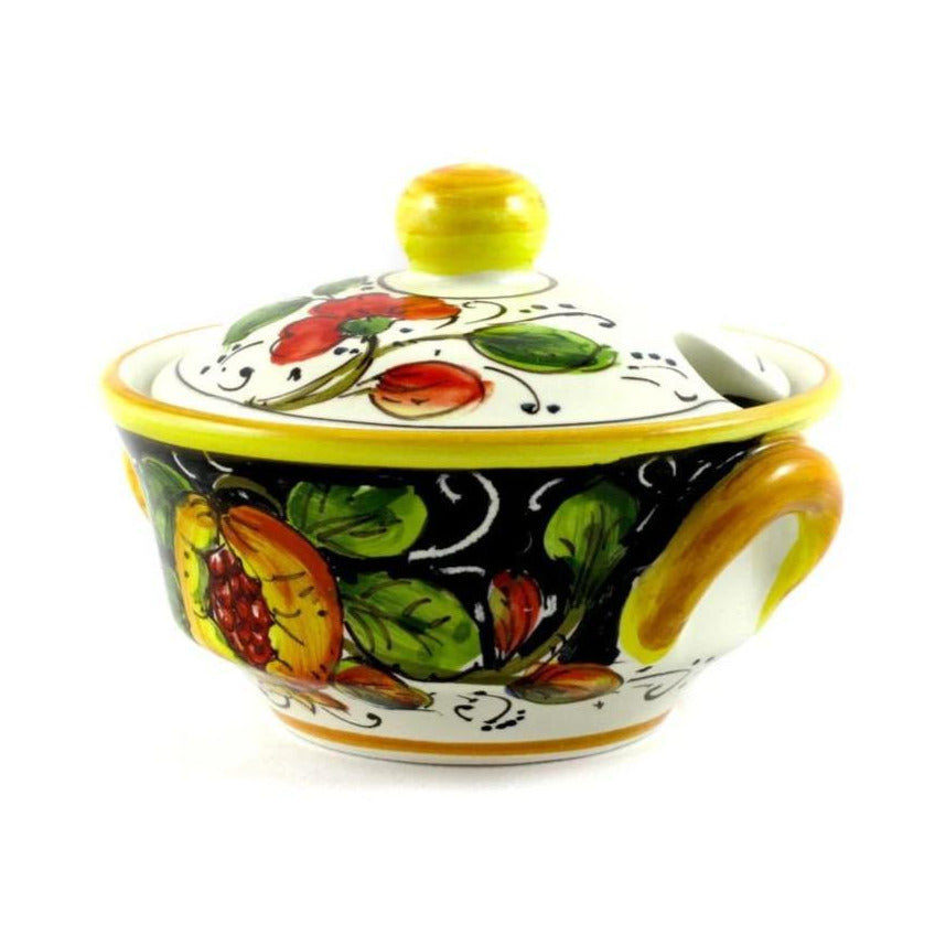 Borgioli - Pomegranate on Black Sugar Bowl