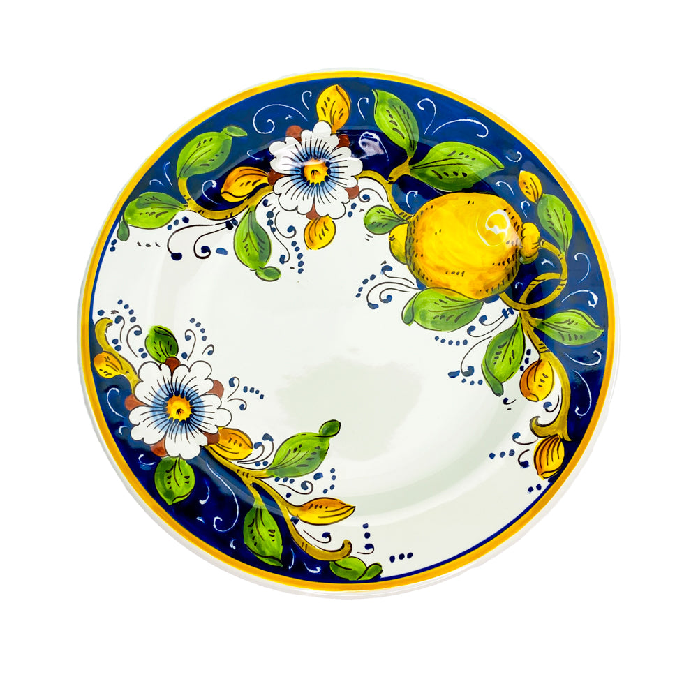 Borgioli - Lemons on Blue Dinner Plate 1/2 Decor