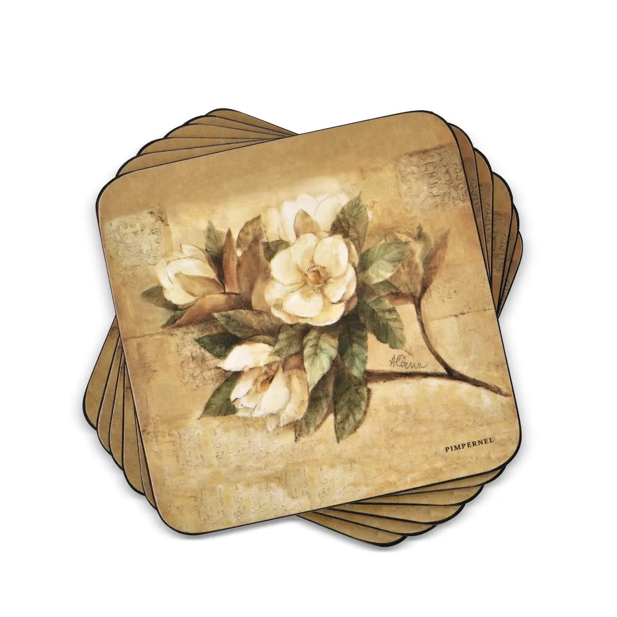 Pimpernel - Sugar Magnolia Cork-Backed Coaster (Set of 6)