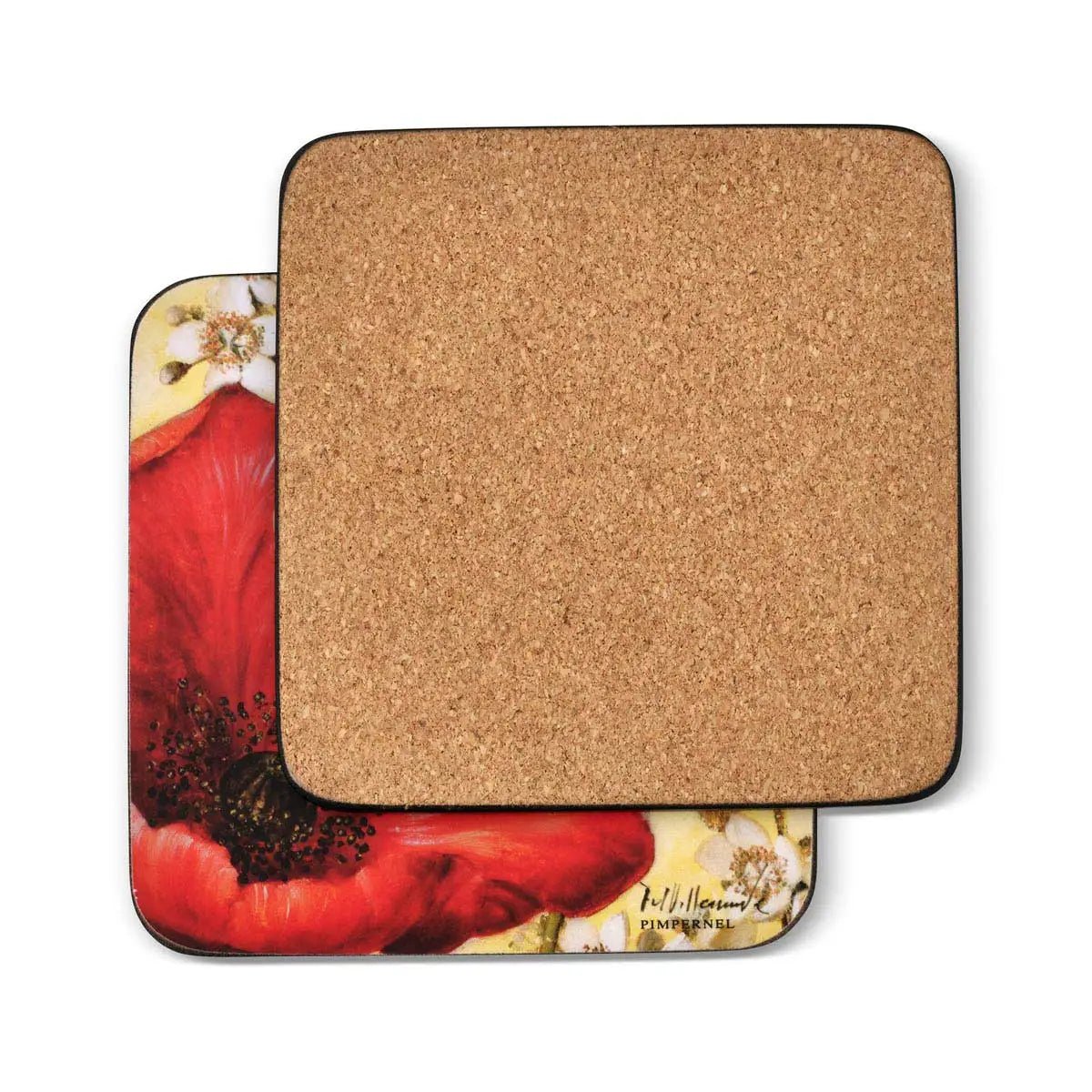 Pimpernel - Red Poppy Blossoms Cork-Backed Coaster (Set of 6)
