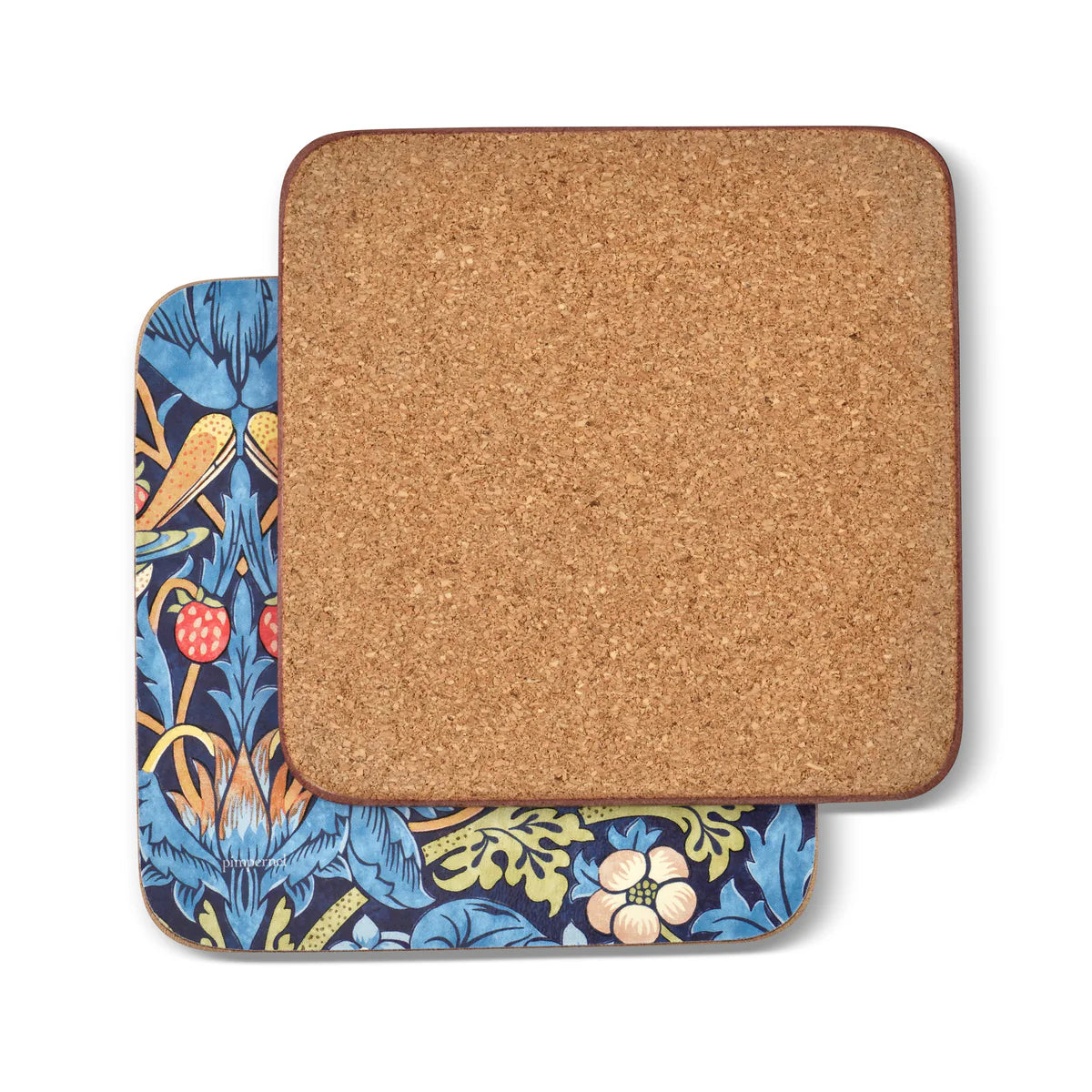Pimpernel - Morris & Co Blue Strawberry Thief Cork-Backed Coaster (Set of 6)