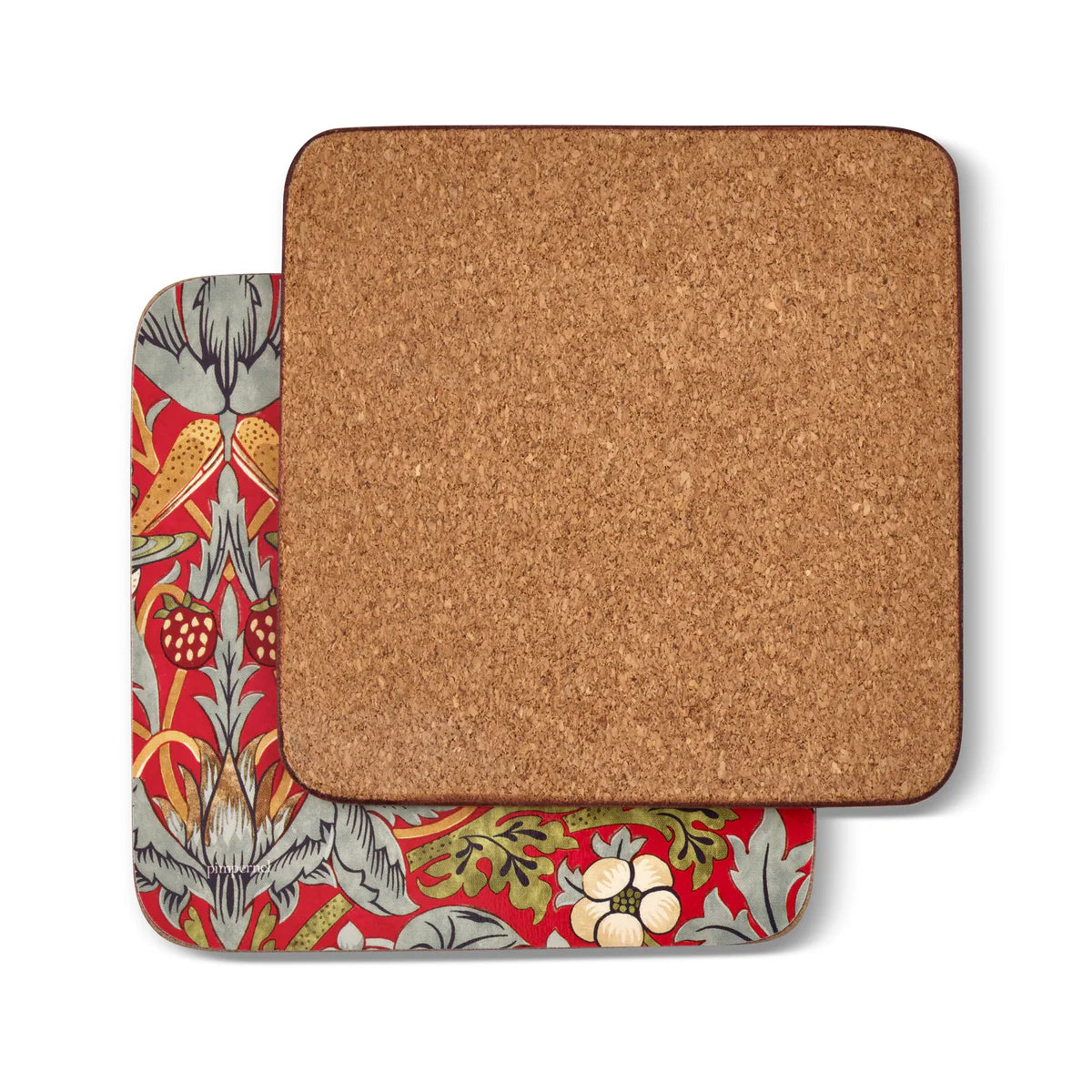 Pimpernel - Morris & Co Red Strawberry Thief Cork-Backed Coaster (Set of 6)