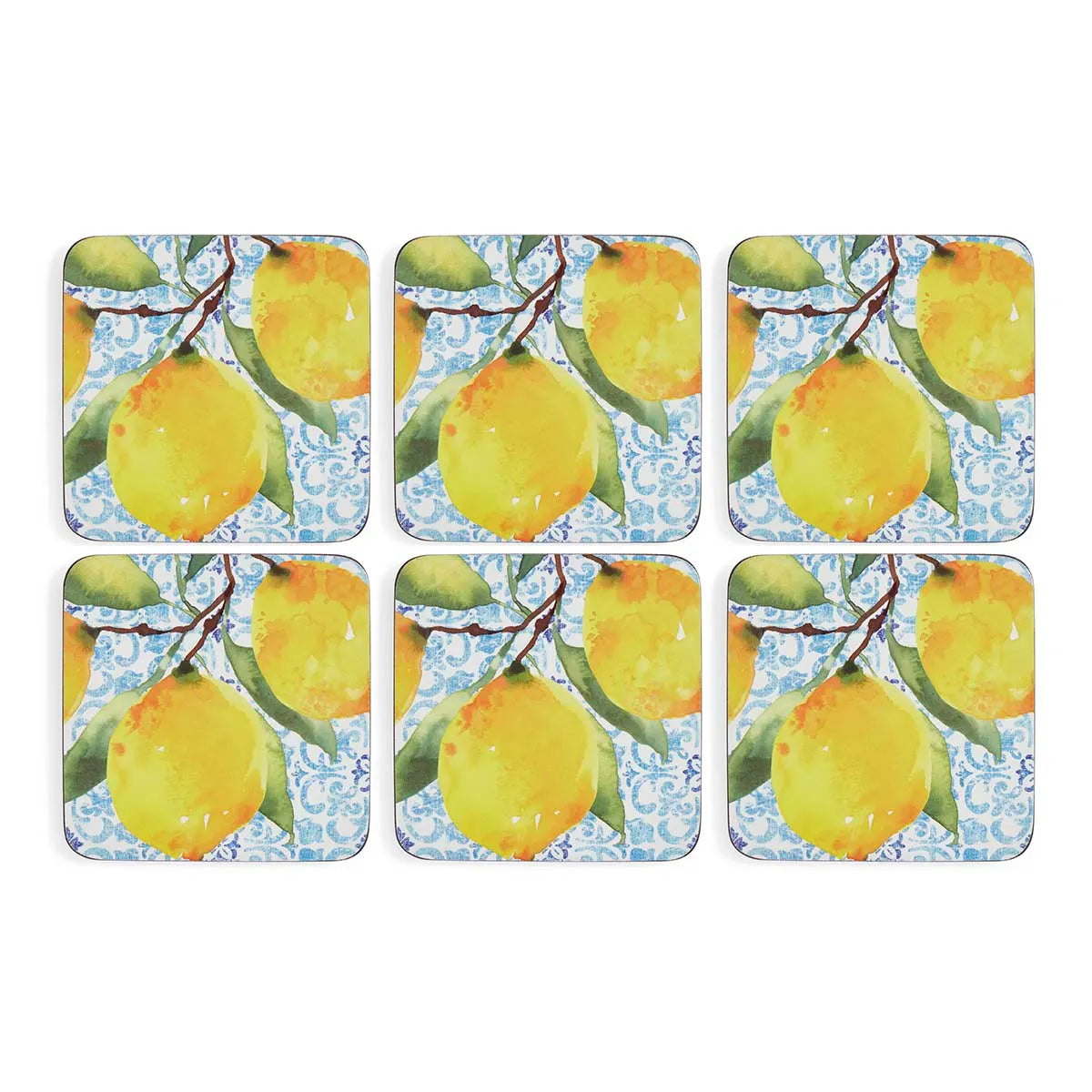 Pimpernel - Amalfi Lemons Cork-Backed Coaster (Set of 6)