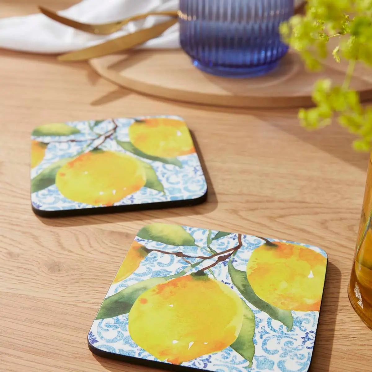 Pimpernel - Amalfi Lemons Cork-Backed Coaster (Set of 6)