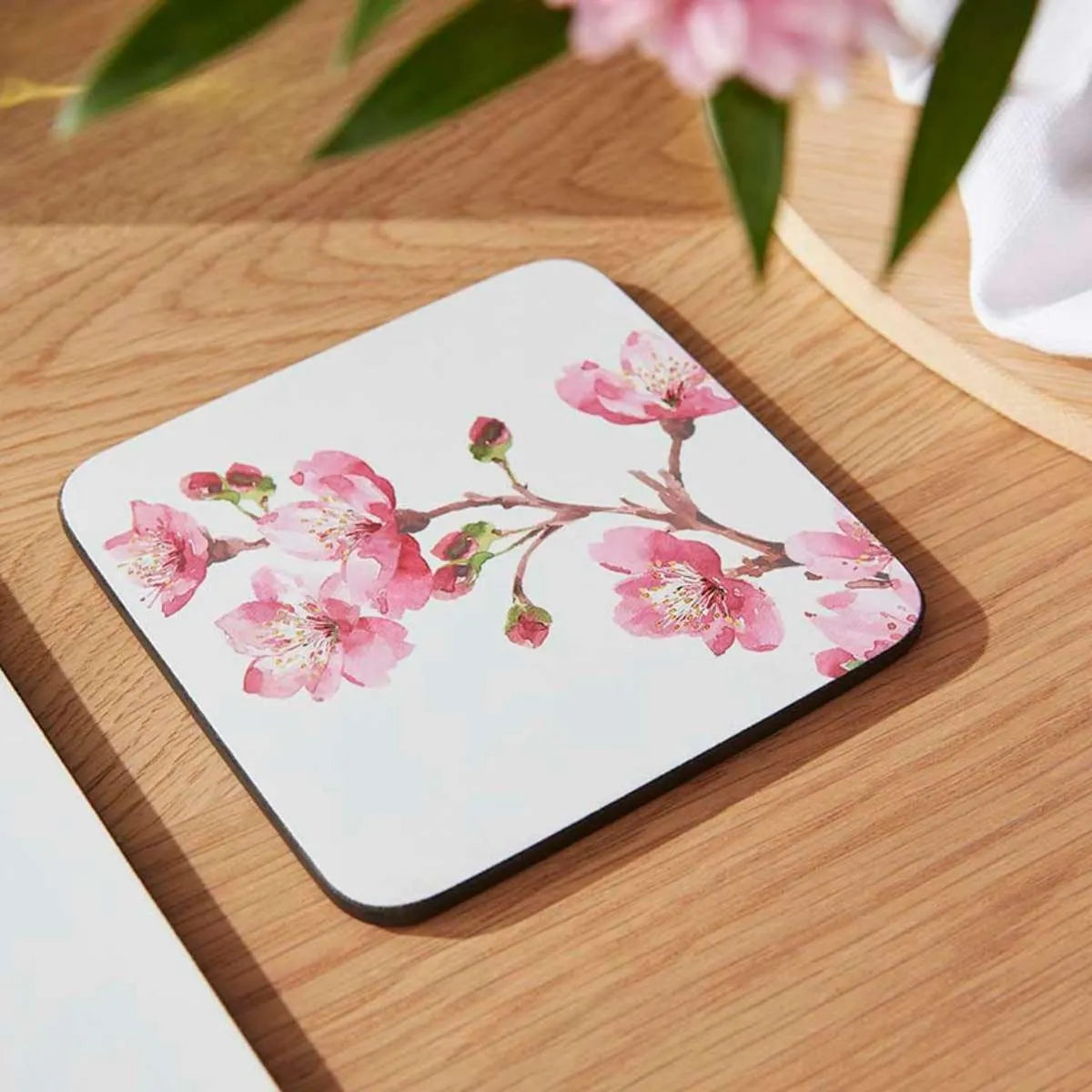 Pimpernel - Pink Blossom Cork-Backed Coaster (Set of 6)