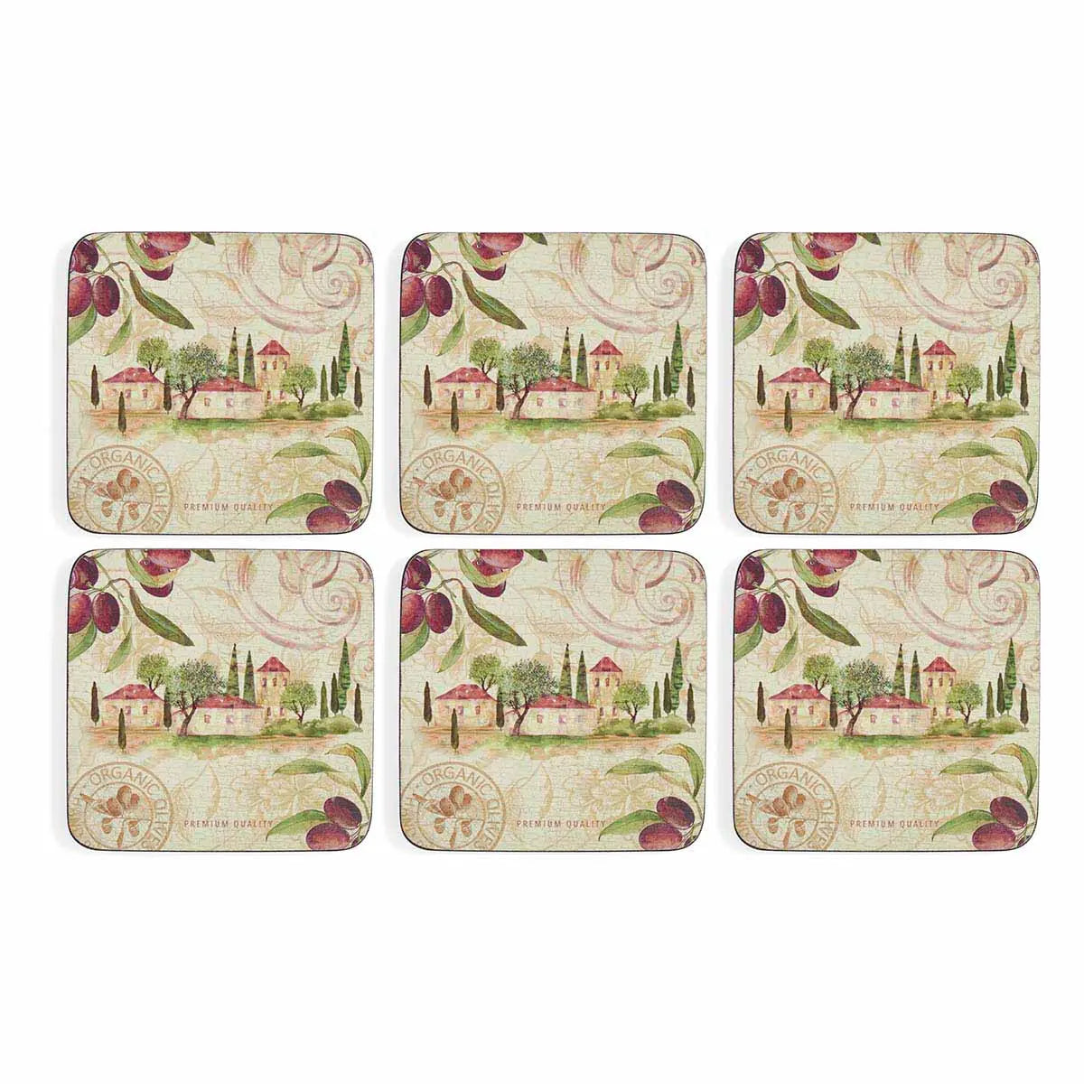 Pimpernel - Olive Orchard Cork-Backed Coaster (Set of 6)