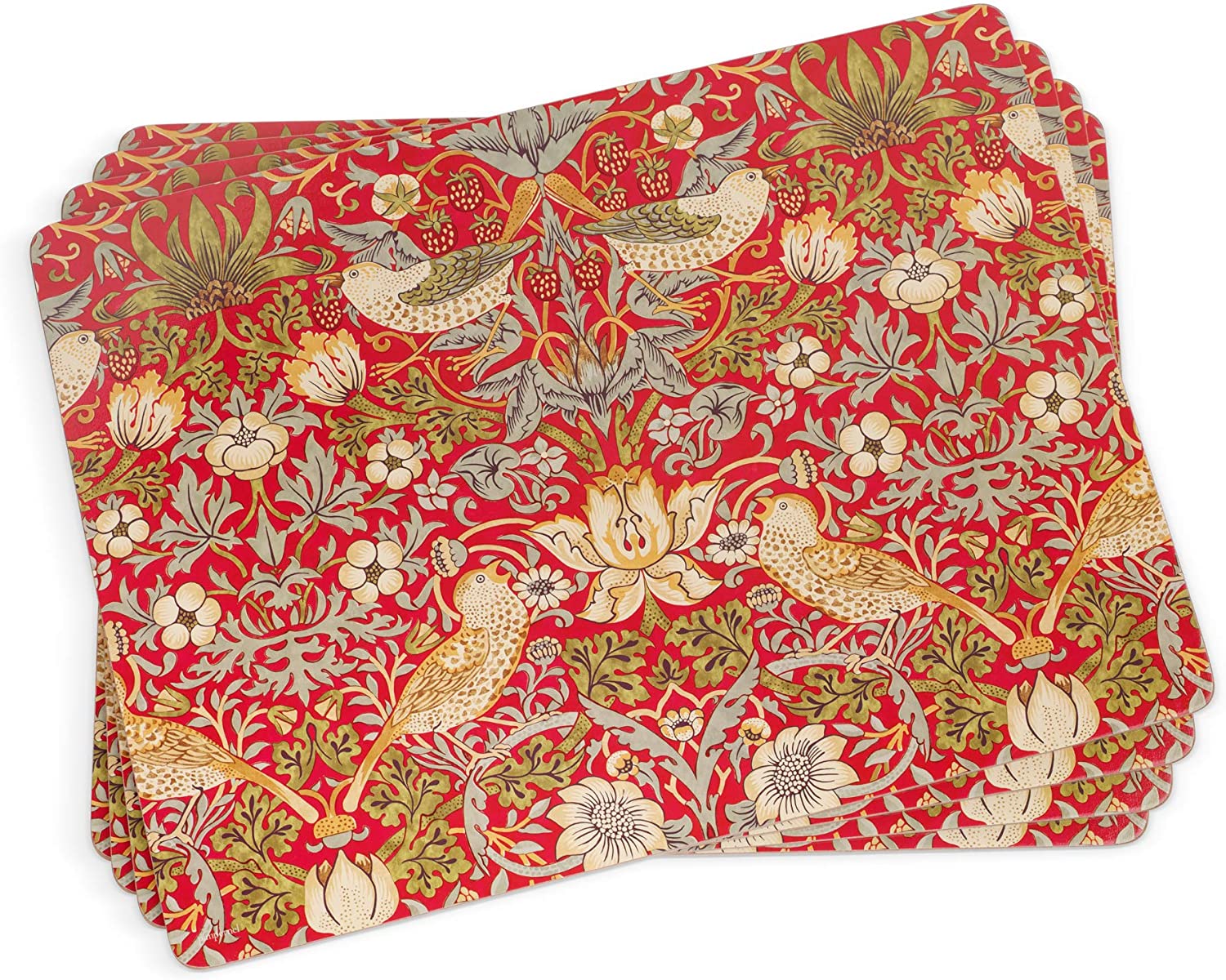 Pimpernel - Morris & Co Red Strawberry Thief Cork-Backed Placemat (Set of 4)