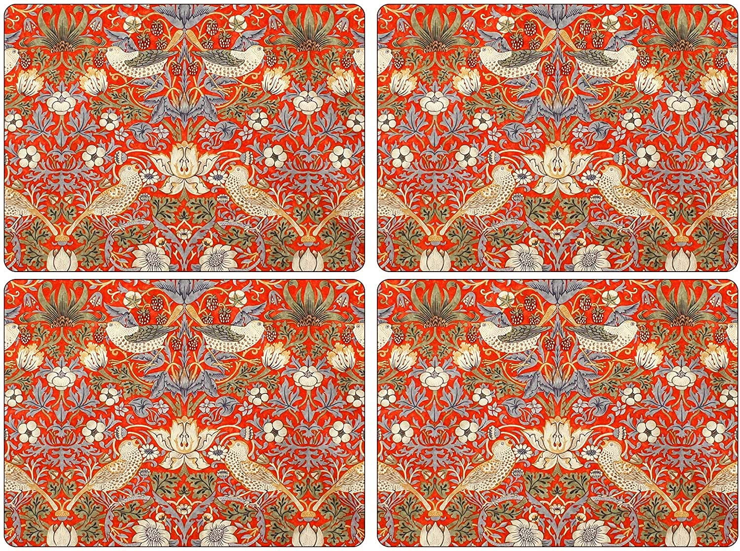 Pimpernel - Morris & Co Red Strawberry Thief Cork-Backed Placemat (Set of 4)