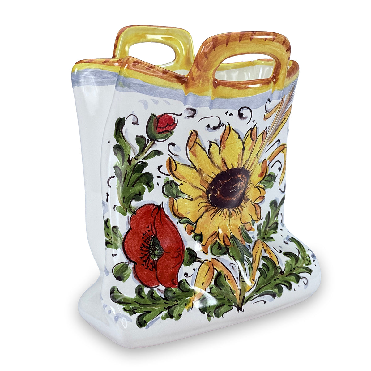 Borgioli - Sunflower on White Sack Utensil Holder