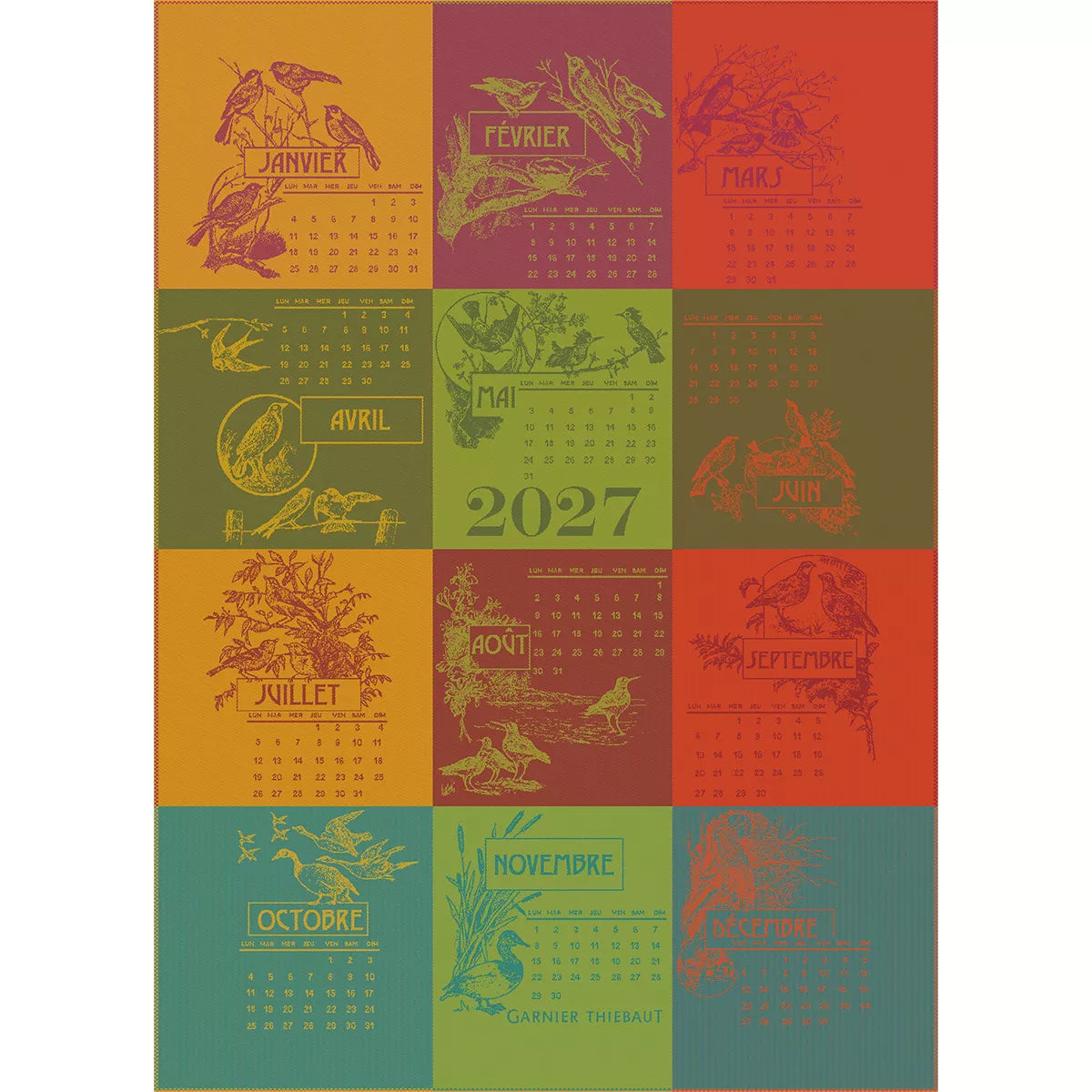 Garnier Thiebaut "Calendrier 2027 Celebration" Jacquard Kitchen Towel