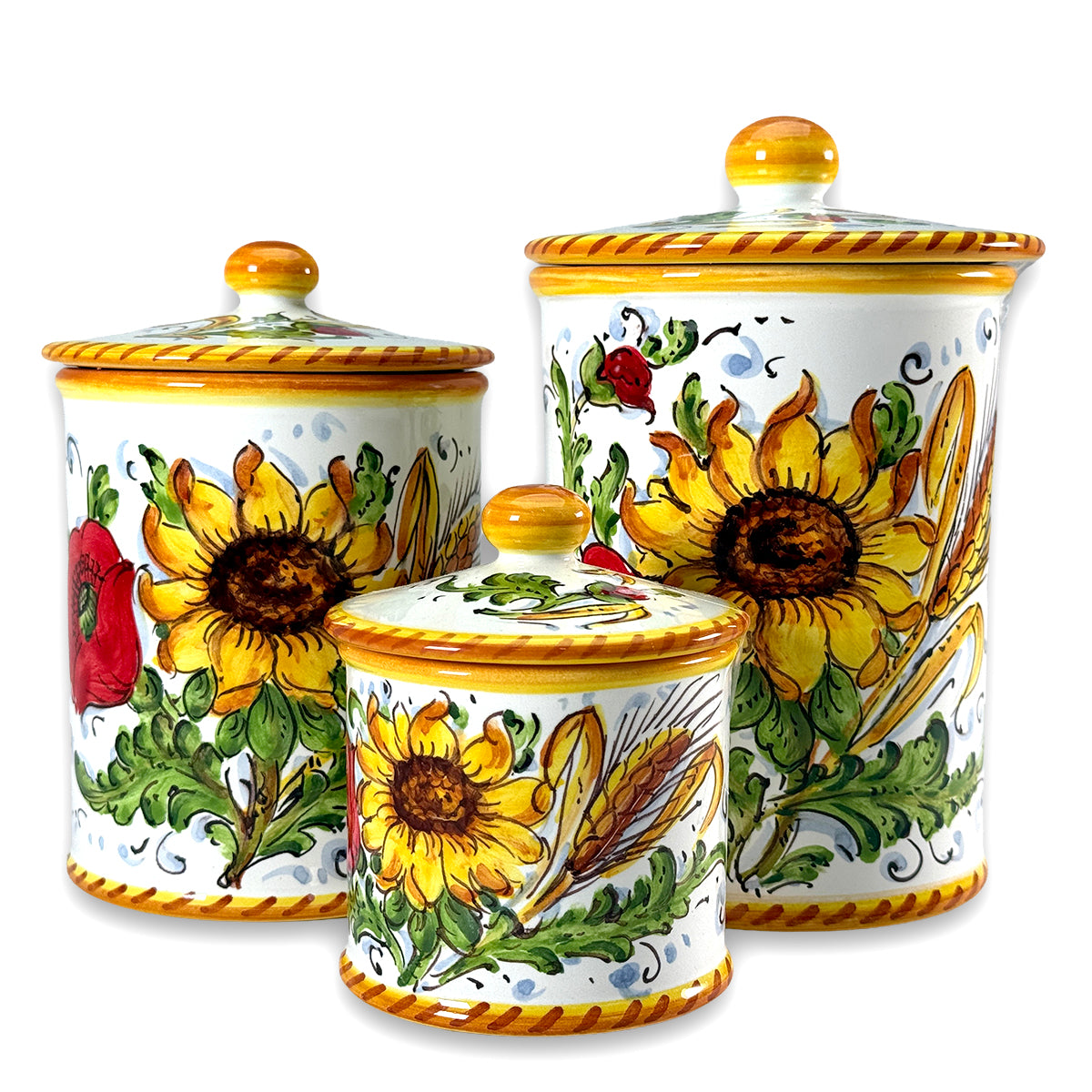 Borgioli - Sunflower on White Medium Canister (No Handles)