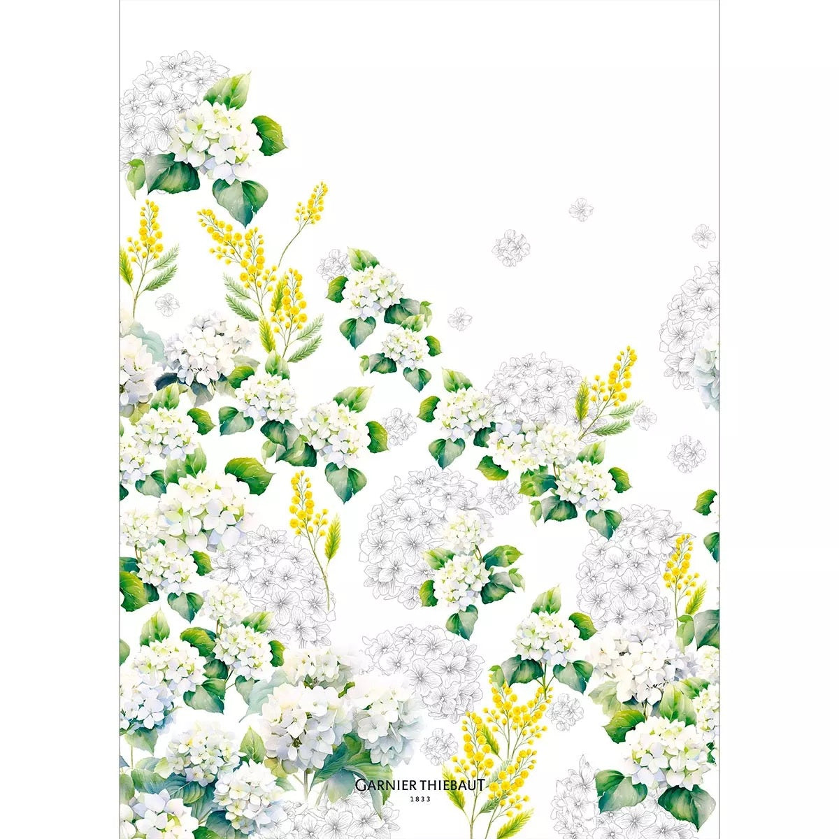 Garnier Thiebaut "Annabelle Mimosa" Kitchen Towel (50% Linen/Cotton)