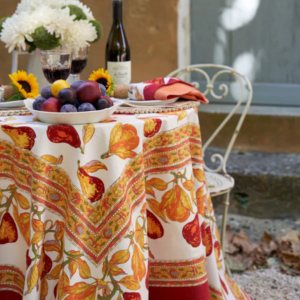 Orchard Pear Burgundy Tablecloth