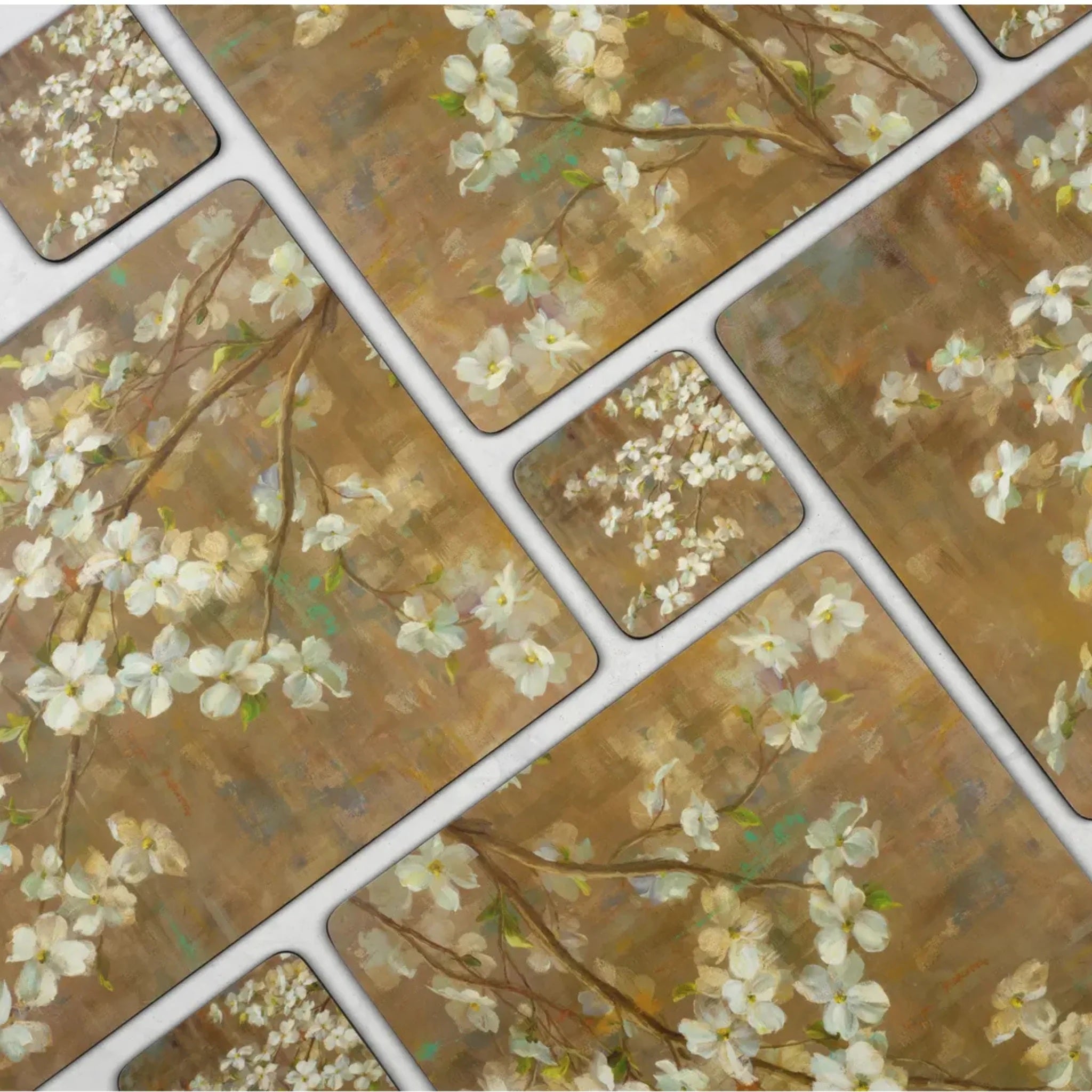 Pimpernel - Dogwood in Spring Cork-Backed Coaster (Set of 6)