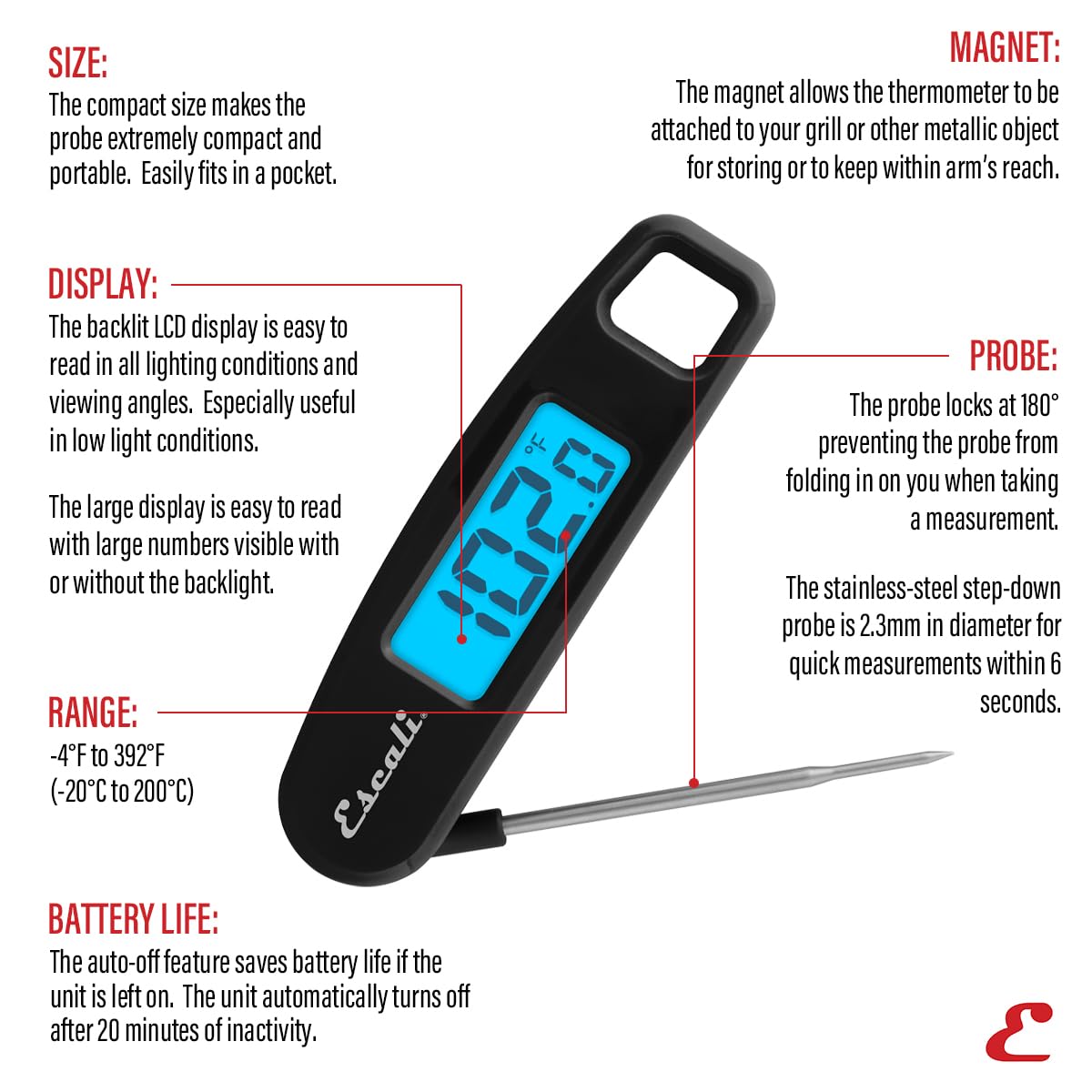 Escali Folding Digital Thermometer