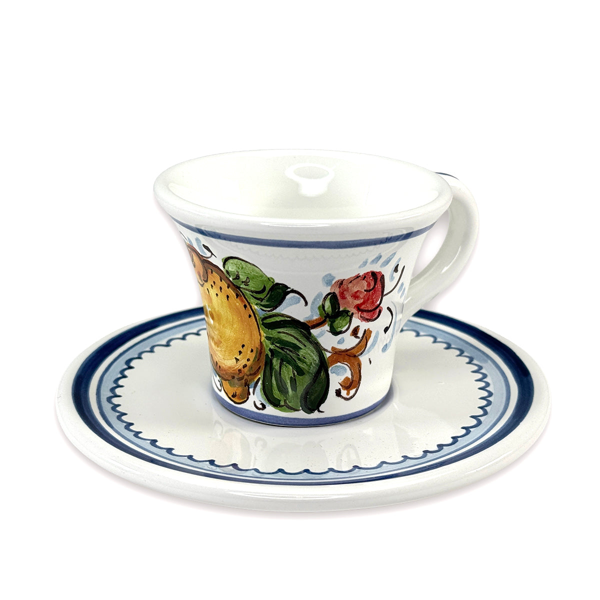 Borgioli - Lemons on White Espresso Cup and Saucer