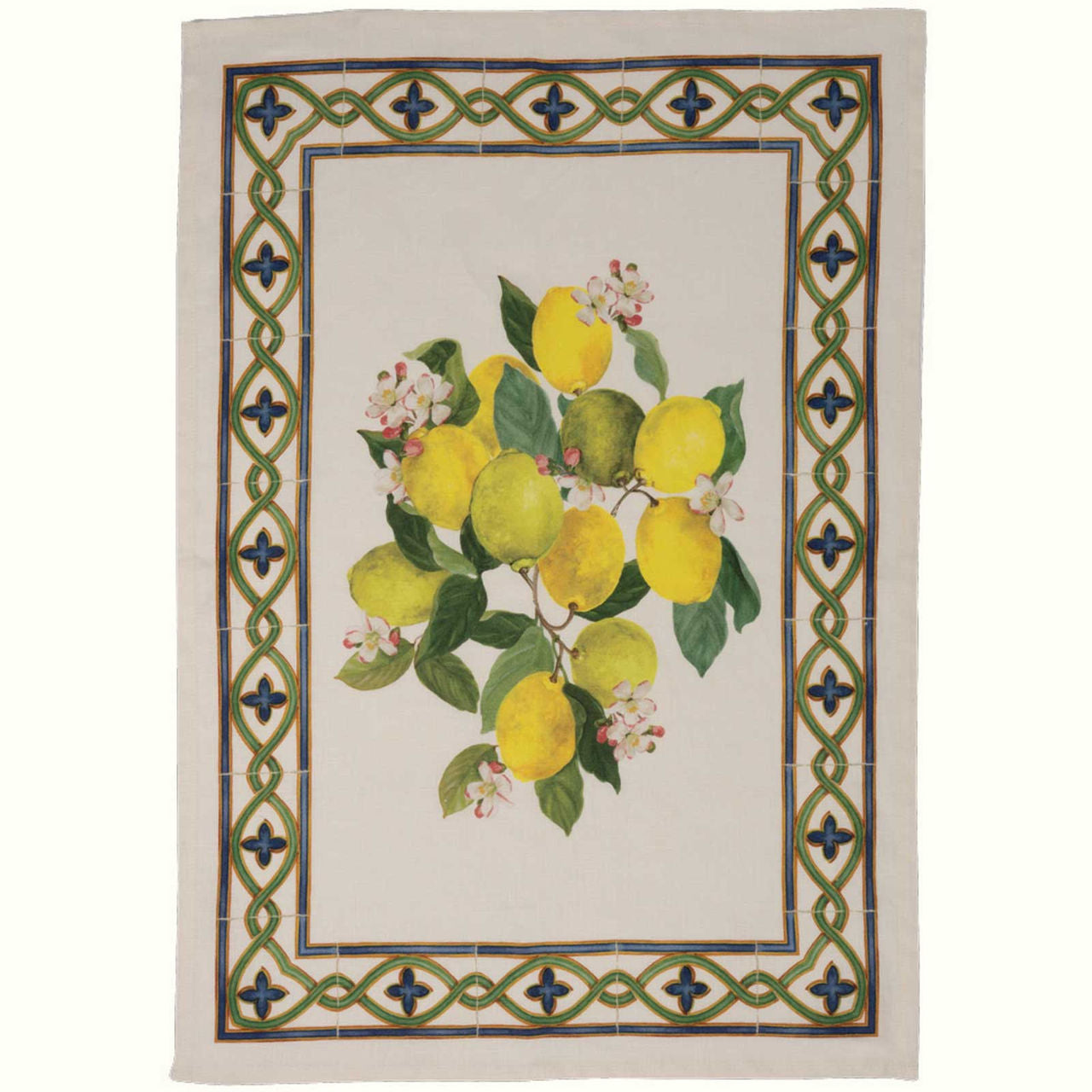 Tessitura Toscana - Linen Tea Towel "Etruscan Garden Limoni Giallo"