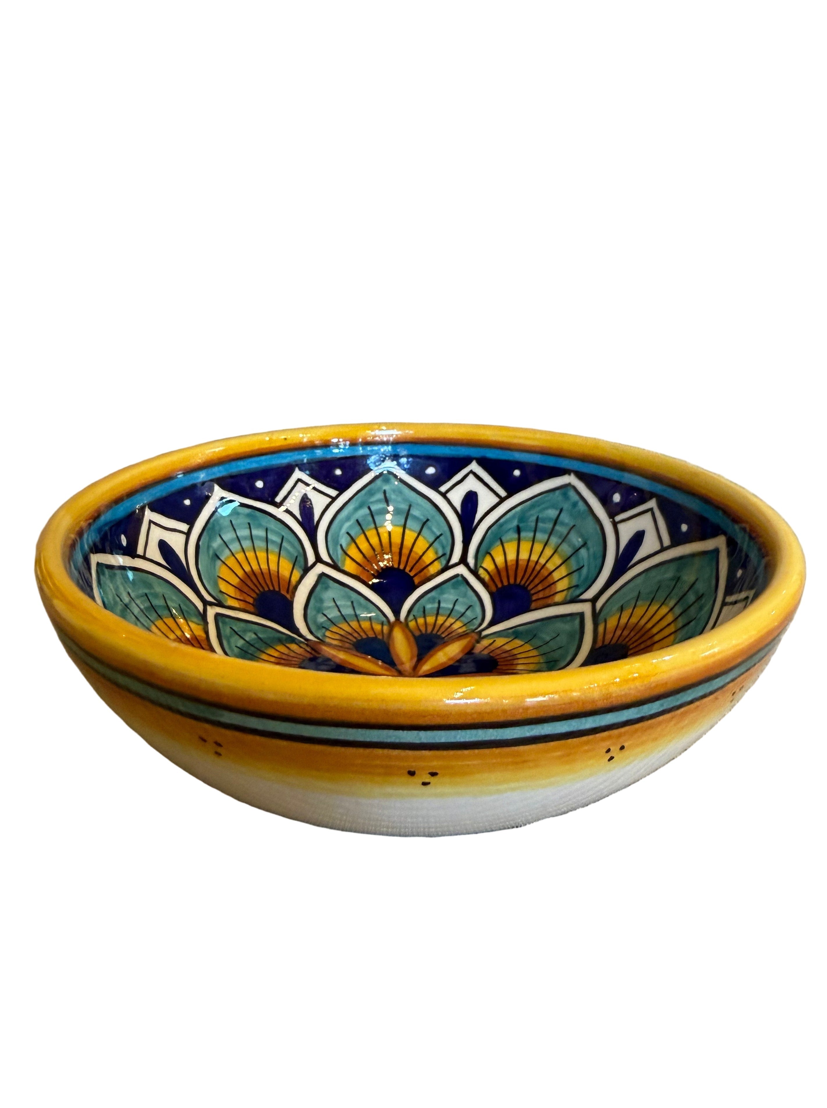 Sberna Geometric Peacock Aqua Dessert Bowl