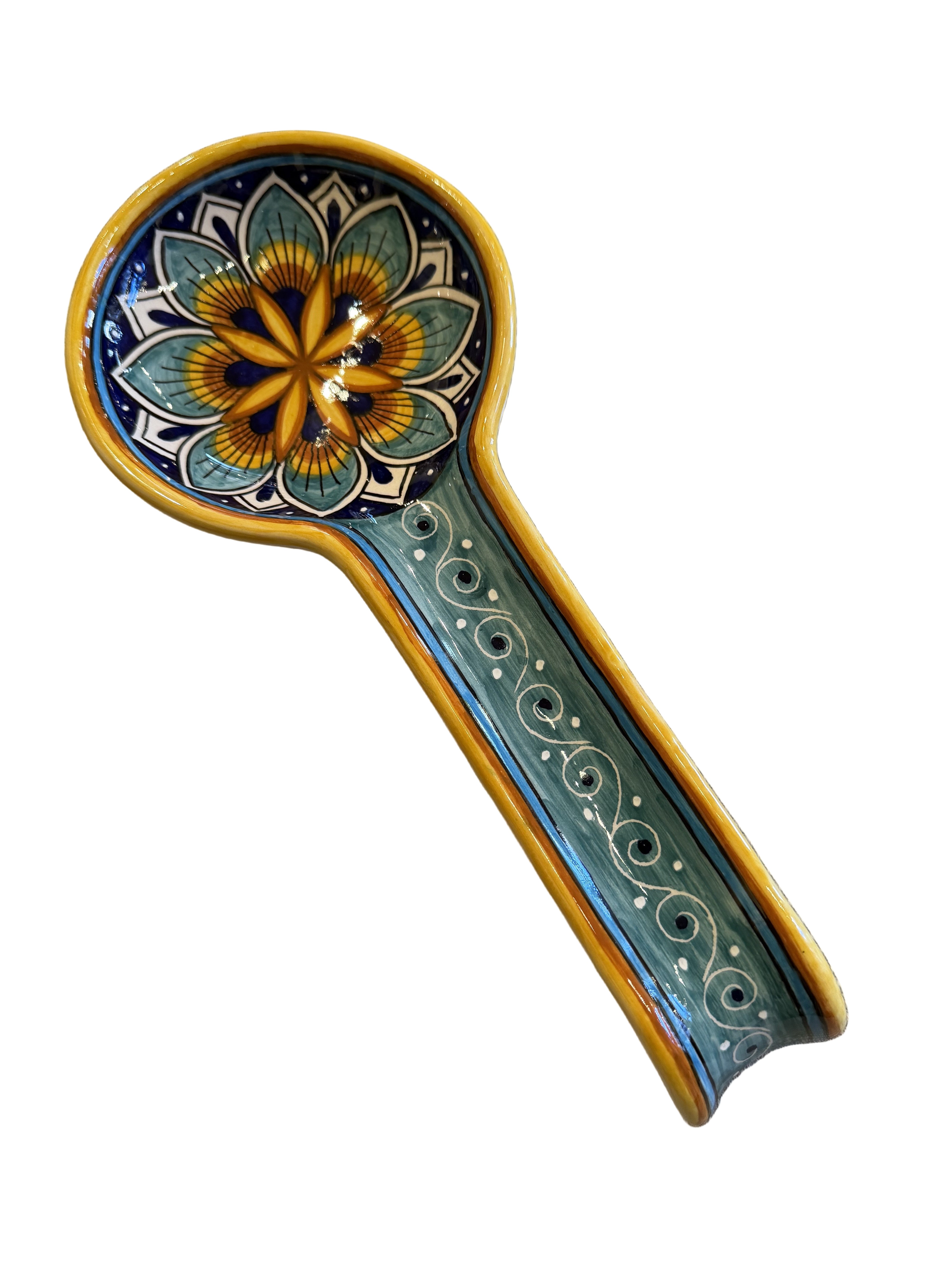Sberna Geometric Peacock Aqua Spoon Rest