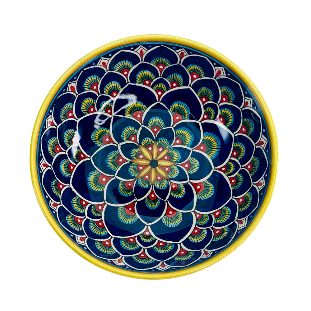 Sberna Geometric Peacock Blue Serving Bowl - 25 cm