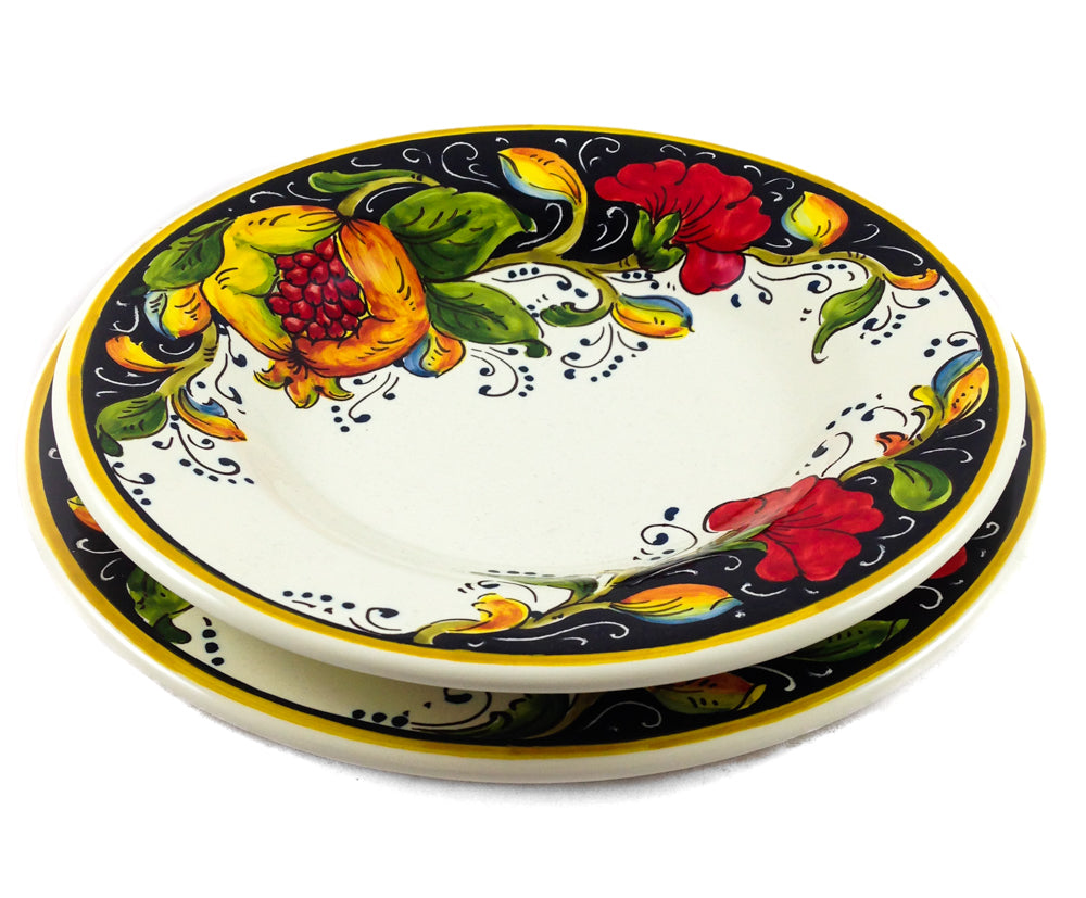 Borgioli - Pomegranate on Black Dinner Plate (2 Designs)