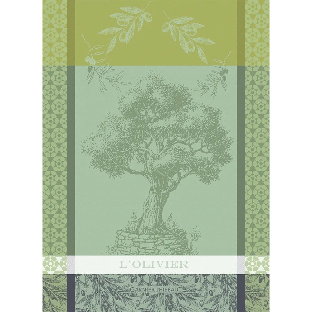 Garnier Thiebaut "L'Olivier Vert" Jacquard Kitchen Towel