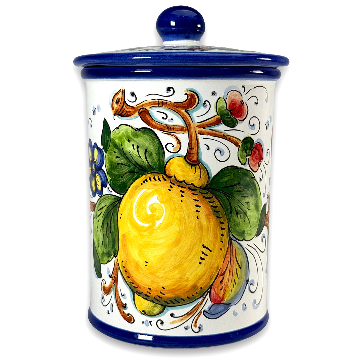 Borgioli - Lemons on White Extra Large Canister - 18.5cm