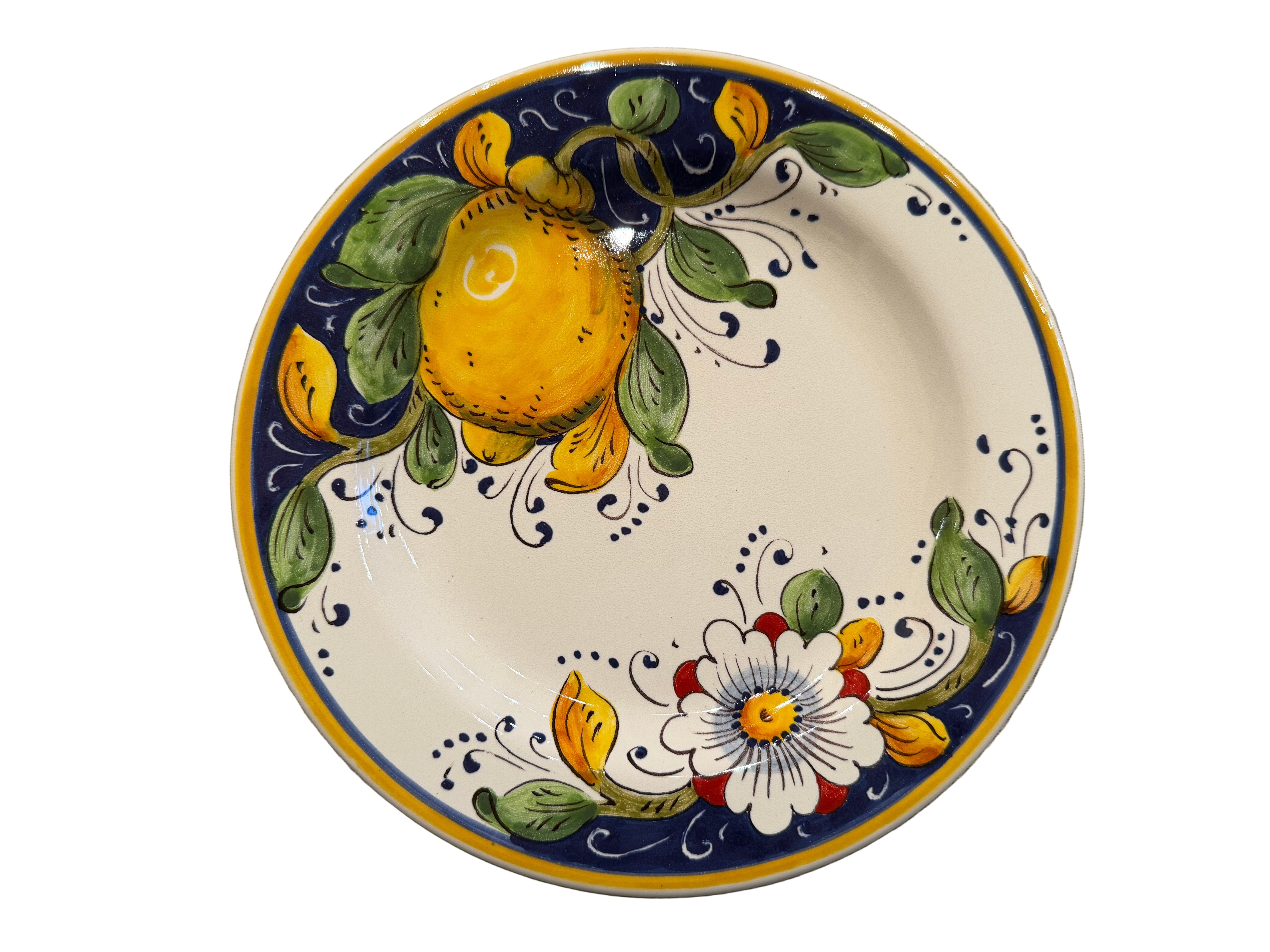 Borgioli - Lemons on Blue Salad Plate 1/2 Decor