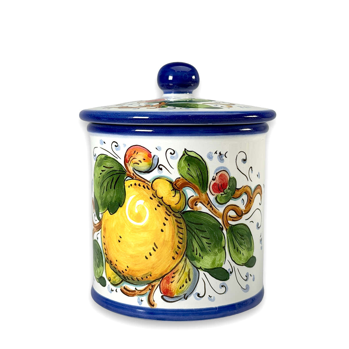 Borgioli - Lemons on White Medium Canister - 13.5cm