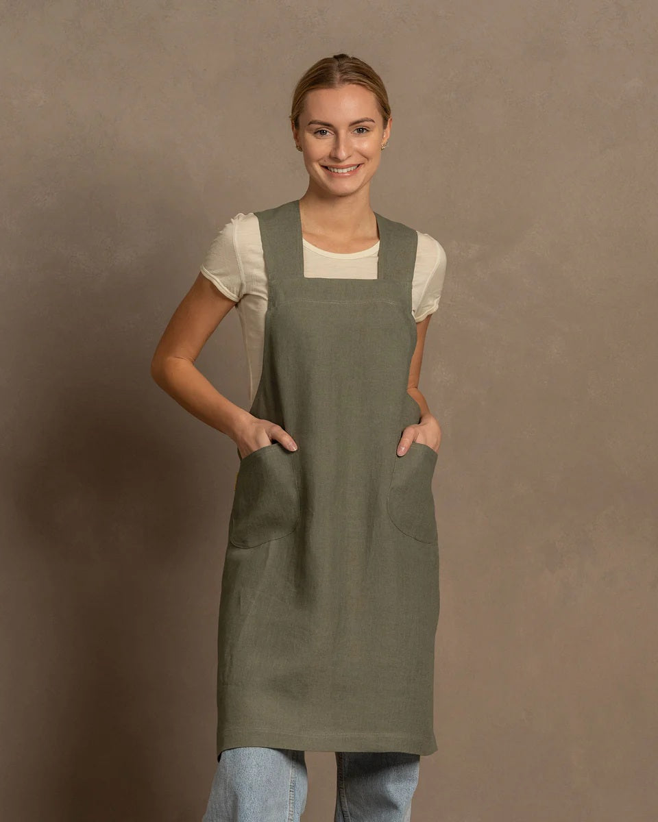 Linen Cross-back Apron (Multiple Colours)