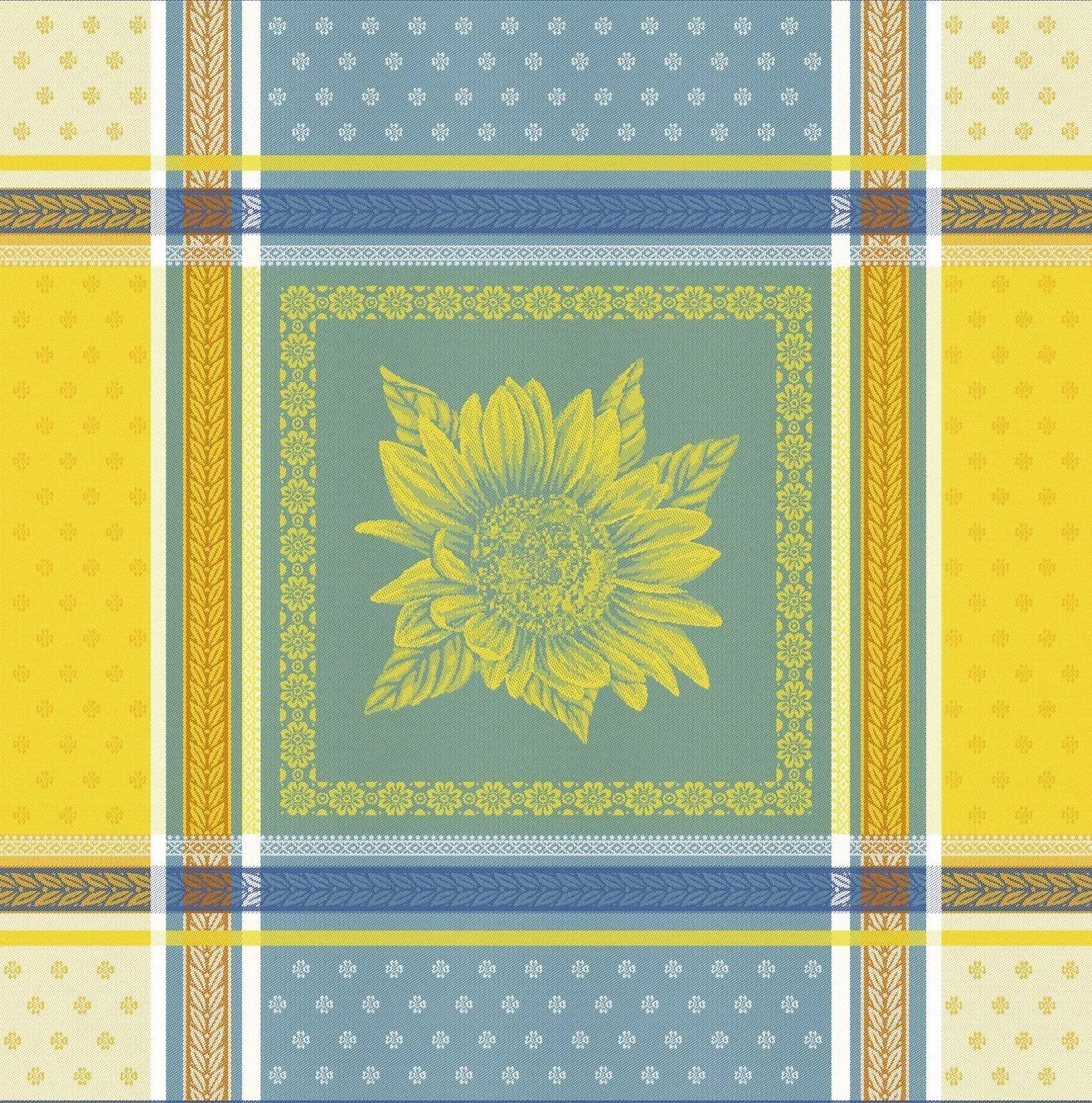 Tissus Toselli Beaulieu Jonquille Azur Napkin