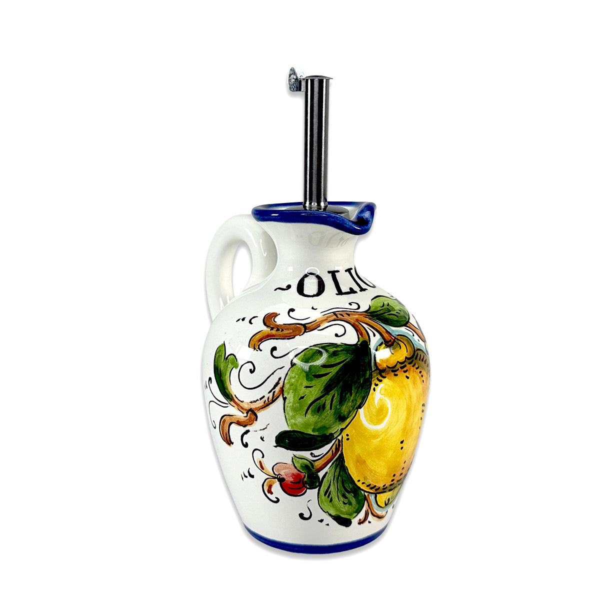 Borgioli - Lemons on White Round Oil Cruet