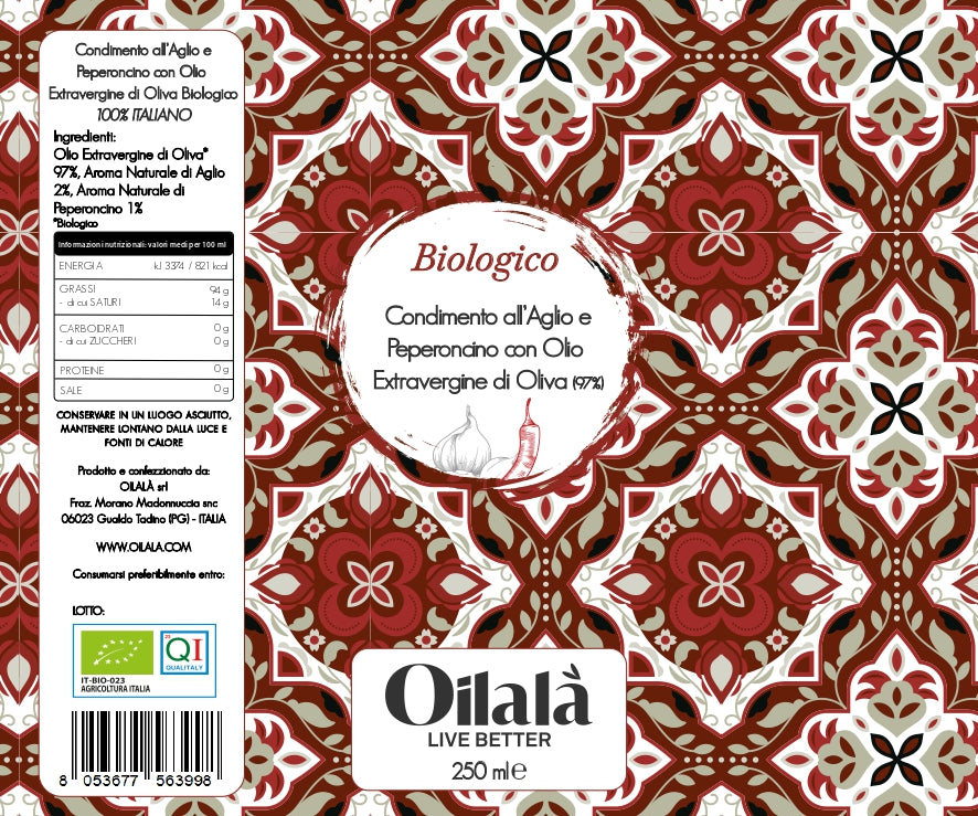 Oilalà Garlic and Chili Flavored Organic Extra Virgin Olive Oil