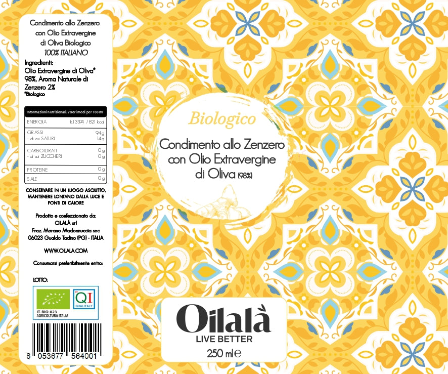 Oilalà Ginger and Lemon Flavored Organic Extra Virgin Olive Oil