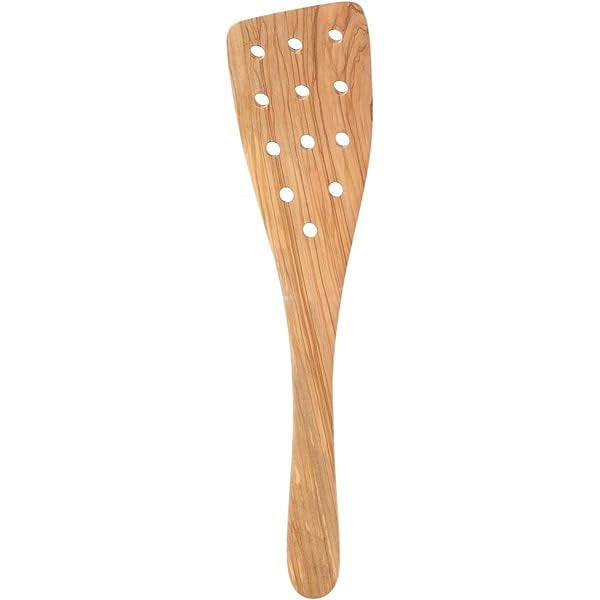 Olive Wood Curved Spatula with 12 Holes The Tuscan Kitchen