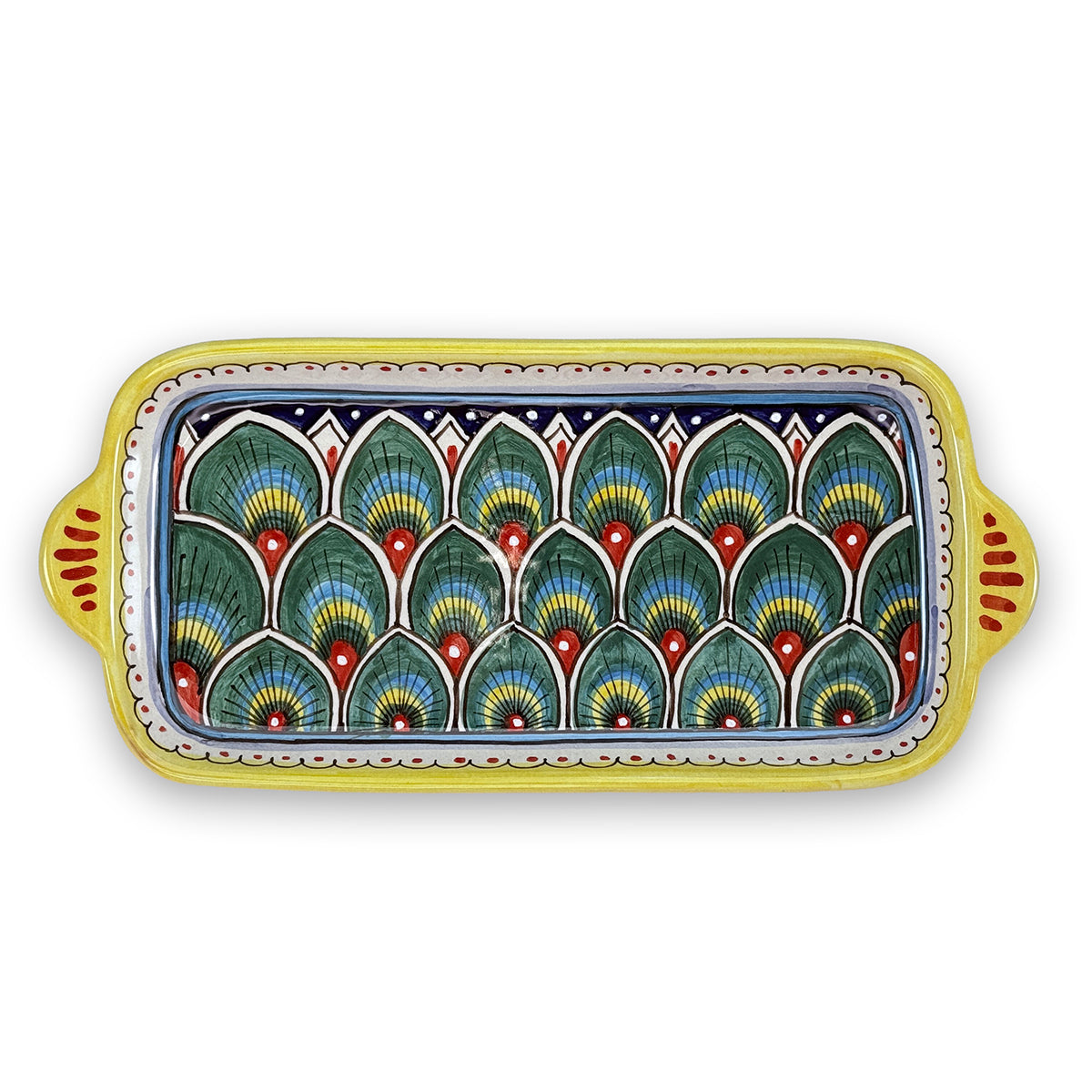 Sberna Geometric Peacock Green Rectangular Tray