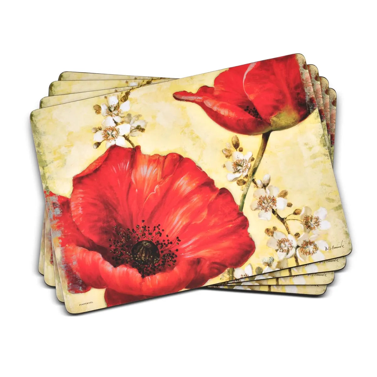 Pimpernel - Red Poppy Blossom Cork-Backed Placemat (Set of 4)