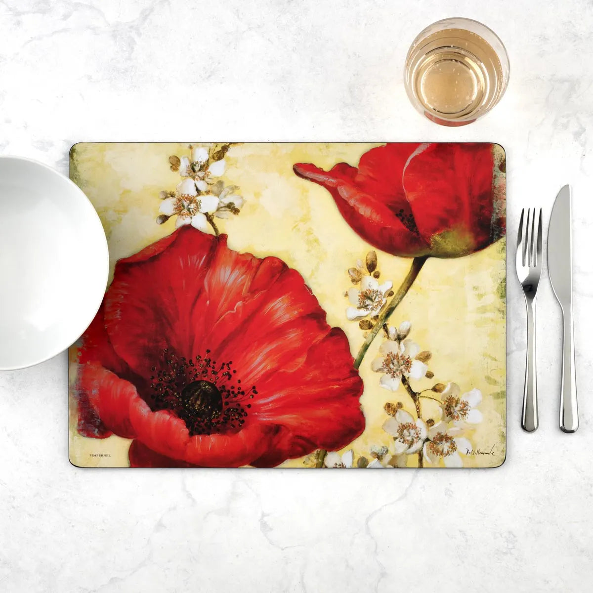 Pimpernel - Red Poppy Blossom Cork-Backed Placemat (Set of 4)