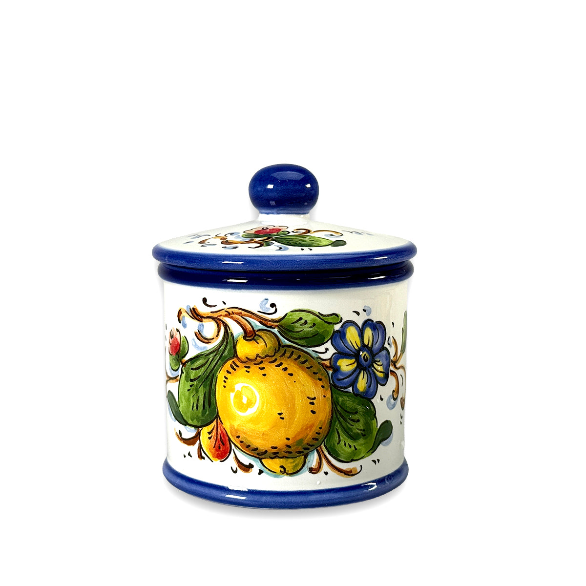 Borgioli - Lemons on White Small Canister - 10cm